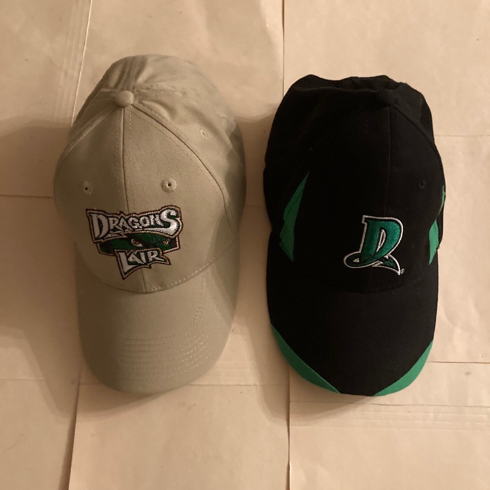 Two Dayton Dragon Baseball Caps w/Velcro Adjustments